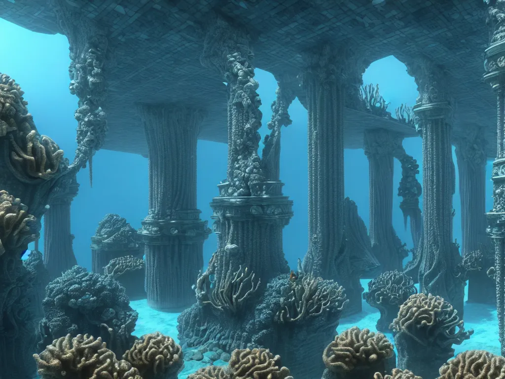 Prompt: underwater city art by ernst haeckel, unreal render engine 8 k