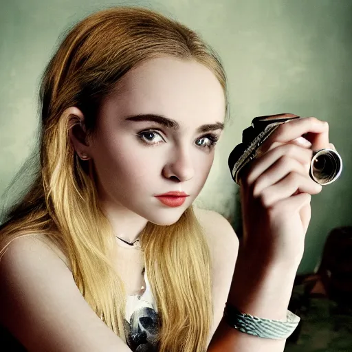 Prompt: sabrina carpenter in annie leibovitz : life through a lens ( 2 0 0 8 )