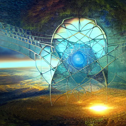 Image similar to sacred geometry photography nature photography cryengine render by android jones, syd mead, and john stephens