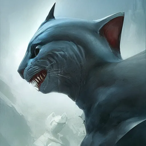 Image similar to half cat half shark, smooth, artstation, digital illustration by Ruan Jia and Mandy Jurgens and Artgerm and Wayne Barlowe and Greg Rutkowski and Zdislav Beksinski