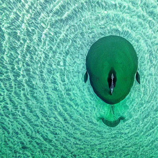 Image similar to photo of a microscopic green whale