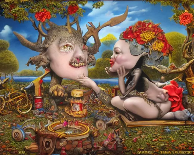 Image similar to robert williams todd schorr mark ryden highly detailed 3 - d environment octane render