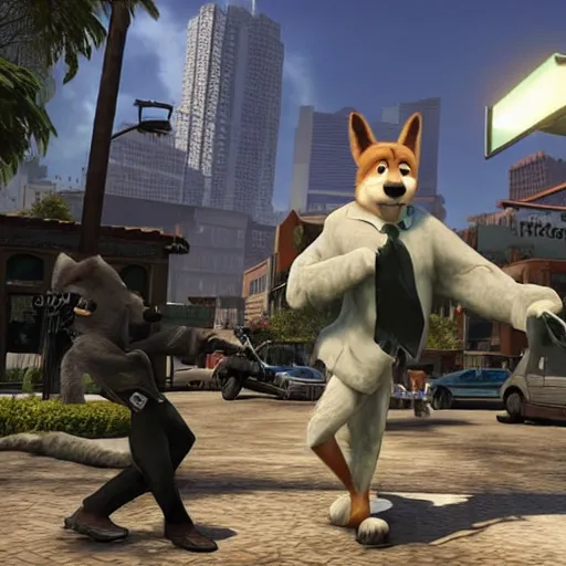 Image similar to max payne 4 set in zootopia