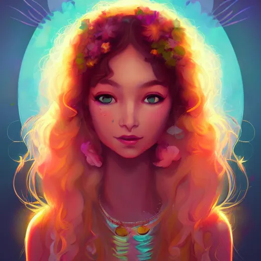 Image similar to portrait of a beautiful hippie, art by lois van baarle and ross tran and sam yang, digital art, high detail, sharp focus, trending on artstation, deviantart, pinterest, 4 k uhd image