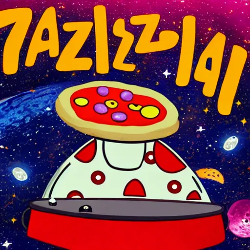 Image similar to pizza in space