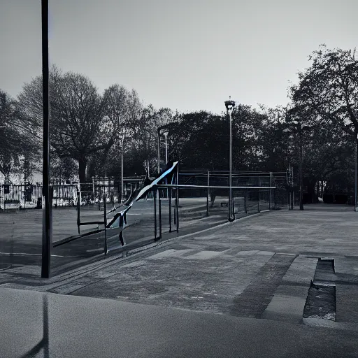 Image similar to parkour park le corbusier snigelparken, ( ( railings ) ), photo, 4 k, detailed drawing