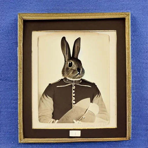 Prompt: a ww1 portrait of a rabbit wearing a uniform