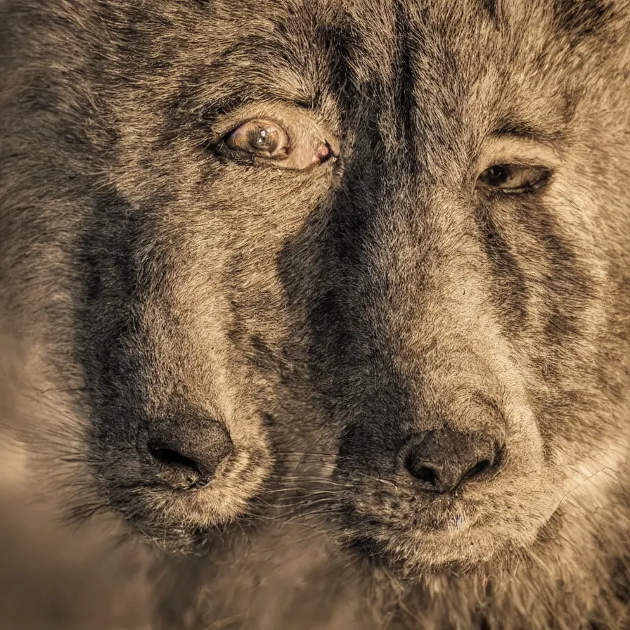 Prompt: the face of a mammal, portrait, photography, amazing shadows