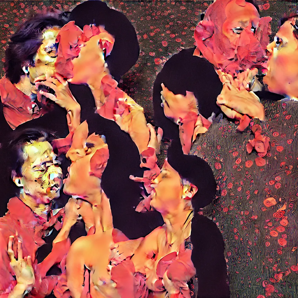Image similar to weird and disturbing portrait of bill hicks kissing todd solondz, vivid colors, neon, art by ( ( ( kuvshinov ilya ) ) ) and wayne barlowe and gustav klimt and artgerm and wlop and william - adolphe bouguereau