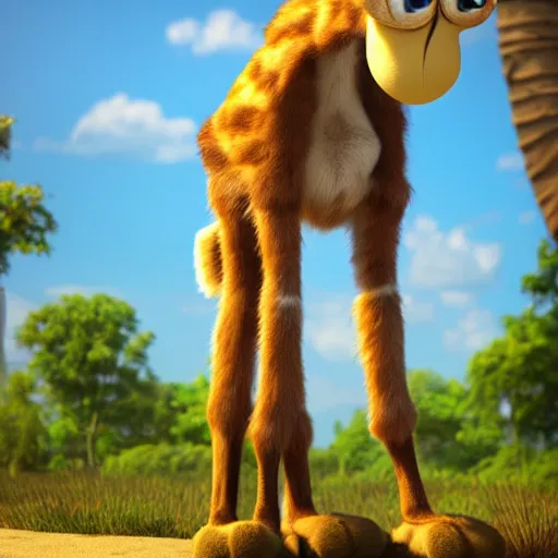 Prompt: cute furry girafe character, 3d render by Pixar, raytracing, 4k, dynamic lighting