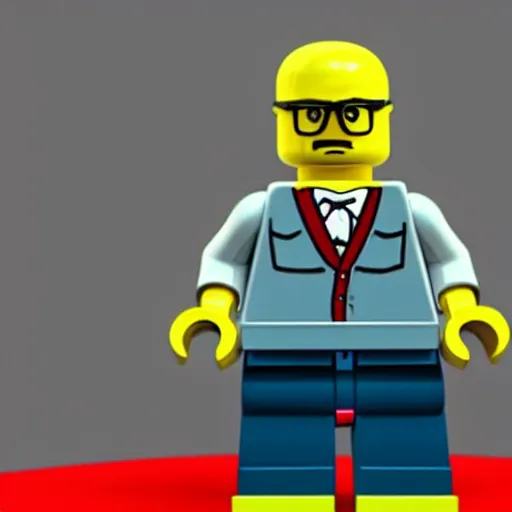 Prompt: a lego version of walter white, realistic, 8 k