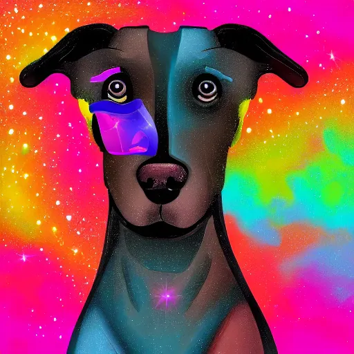 Prompt: a happy dog named sparkling, colorful digital painting