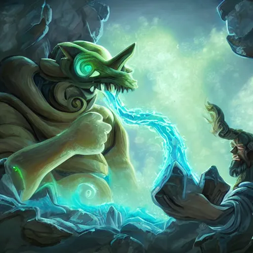 Prompt: earth elemental giant spiral spirit, dust and rock theme, hearthstone art style, epic fantasy card game art