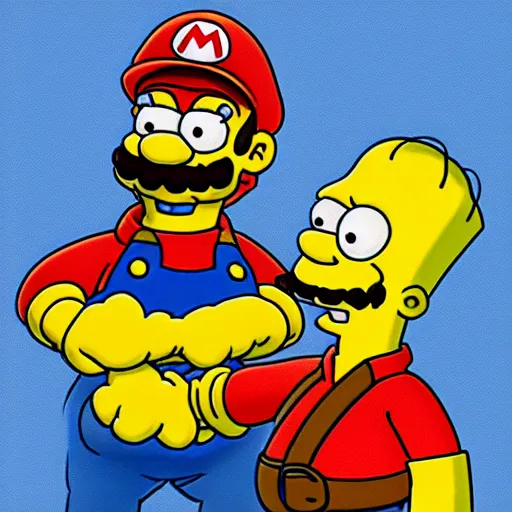 Image similar to mario as a simpsons character