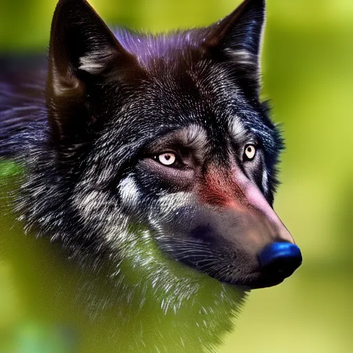 black wolf with blue eyes