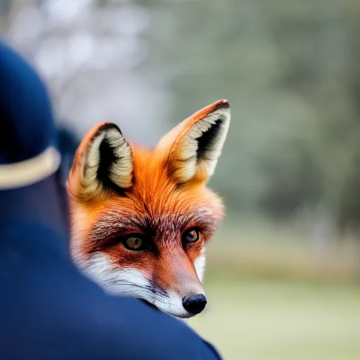 Image similar to Closeup of Fox dressed in a modern American soldier uniform, 85mm f/1.4