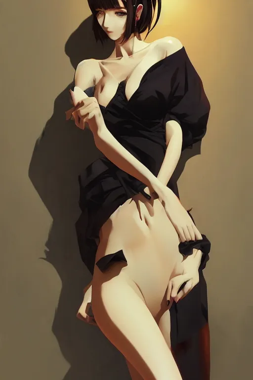 Prompt: full body shot, intriguing outfit, fine - face, realistic shaded perfect body, fine details. night setting. very anime style. realistic shaded lighting poster by ilya kuvshinov katsuhiro, magali villeneuve, artgerm, jeremy lipkin and michael garmash, rob rey and kentaro miura style, trending on art station