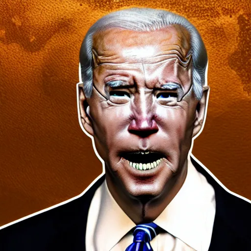 Image similar to bodyhorror portrait of biden who became an ugly retarded lovecraftian monstrosity, photo - realistic, color image, 2 k, highly detailed