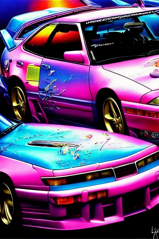 Prompt: realistic detailed image of a jdm car. depth perception, depth of field, action horror by lisa frank, bernard dumaine, ayami, realistic, detailed, highly detailed, hyper detailed, high definition, extremely detailed oil painting, beautiful composition, trending on artstation, award - winning photograph, masterpiece, intricate, portrait, 8 k highly professionally detailed, hdr, cgsociety