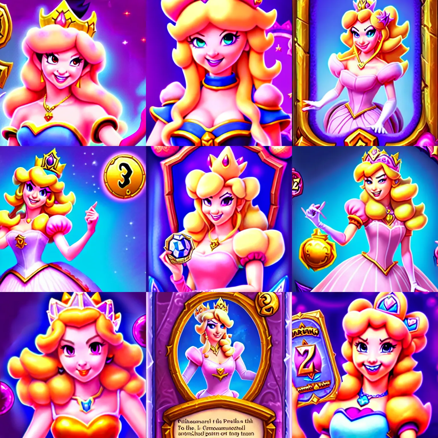 Prompt: Princess Peach, Hearthstone official splash art