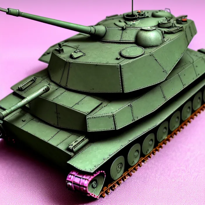 Image similar to photograph of a real-life IS-2 Heavy tank with Pink armour. Extremely detailed. 8k