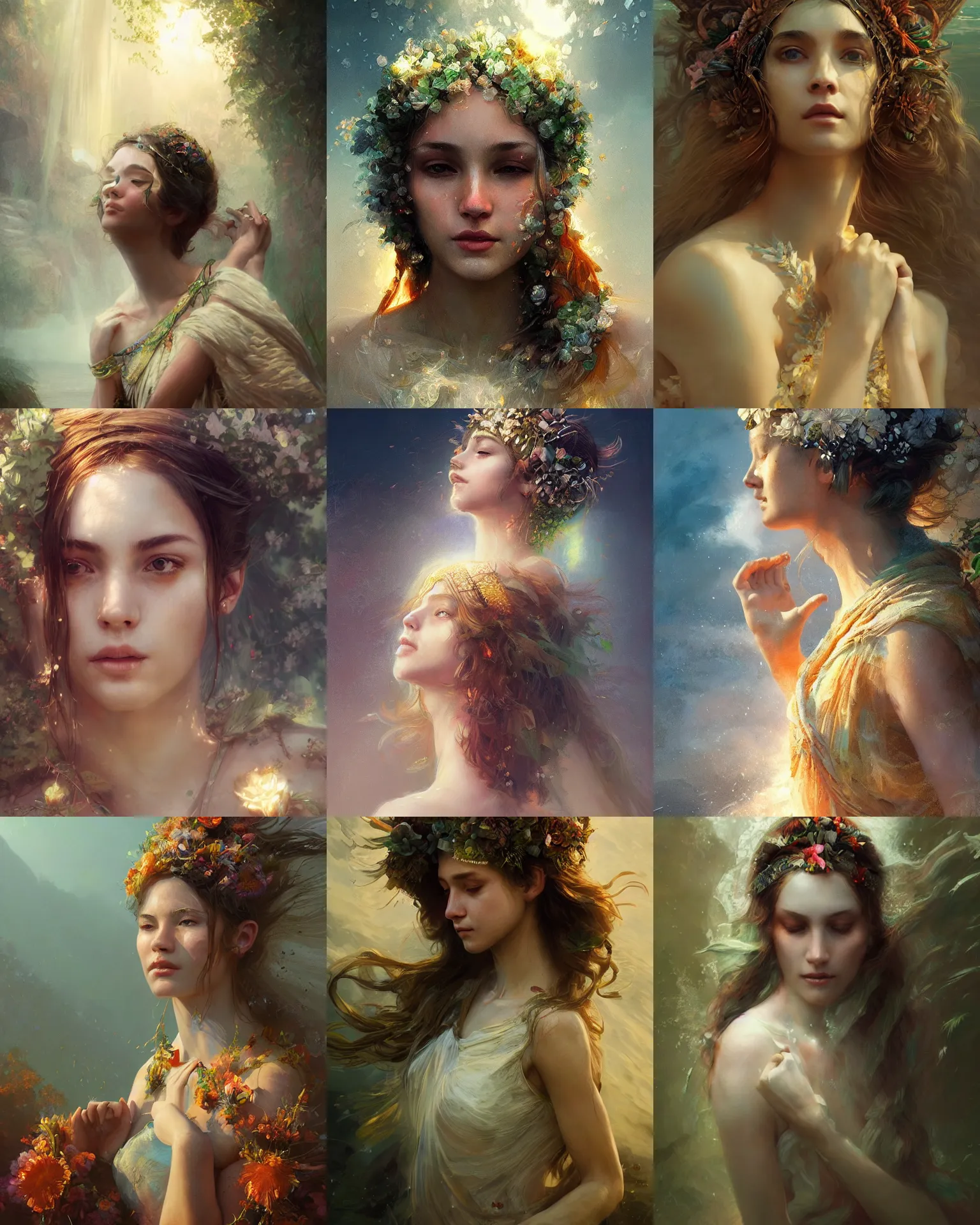 Prompt: Goddess of Summer, gorgeous portrait, intricate, elegant, volumetric lighting, scenery, digital painting, highly detailed, artstation, sharp focus, illustration, concept art, ruan jia, steve mccurry