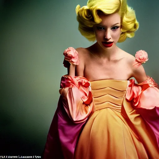 Prompt: award-winning picture Princess Peach taken by Annie Leibovitz