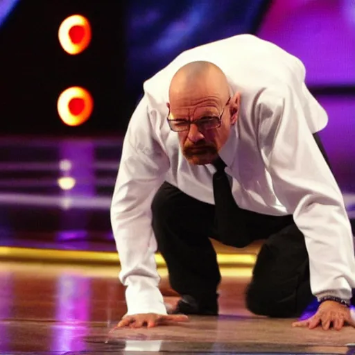 Image similar to walter white breakdancing on america's got talent