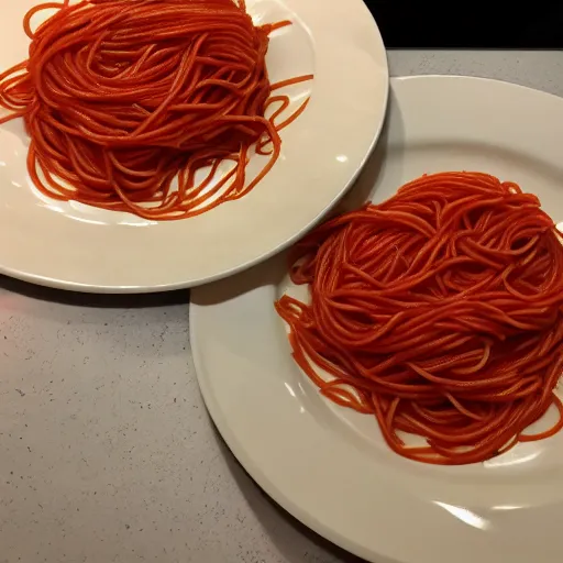 Prompt: 2 plates of spaghetti with forks, one - line drawing