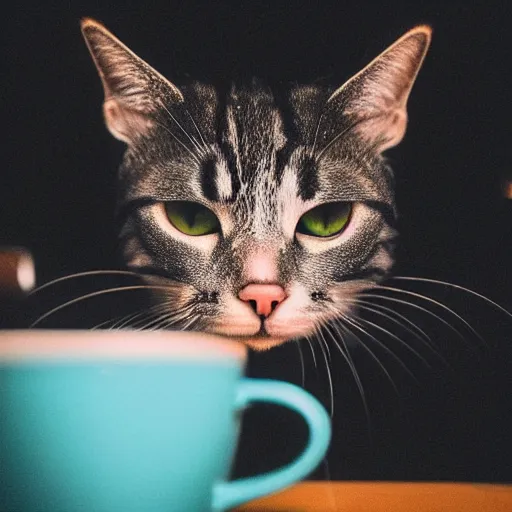 Image similar to cat first person perspective. camera mounted on a cat drinking milk. what a cat sees