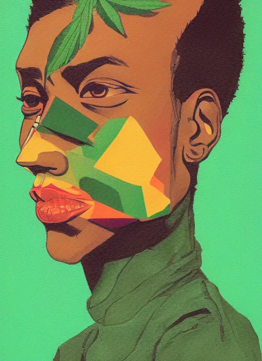 Image similar to profile picture by sachin teng x ofwgkta, marijuana, organic painting, asymmetrical, green, marijuana smoke, matte paint, hard edges, energetic