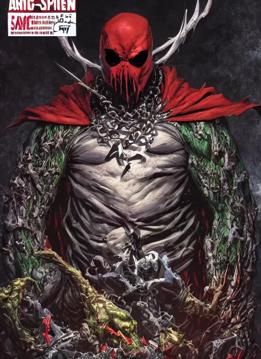 Image similar to first issue of spawn comic book cover art, au naturel, hyper detailed, digital art, trending in artstation, cinematic lighting, studio quality, smooth render, unreal engine 5 rendered, octane rendered, art style by klimt and nixeu and ian sprigger and wlop and krenz cushart