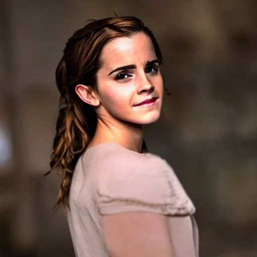 Image similar to A still of Emma Watson as Kim Kardashian