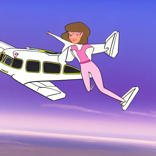 Prompt: wife Rose Quartz flying with husband handsome brunette pilot, cessna glider plane, 3d, Steven Universe style,