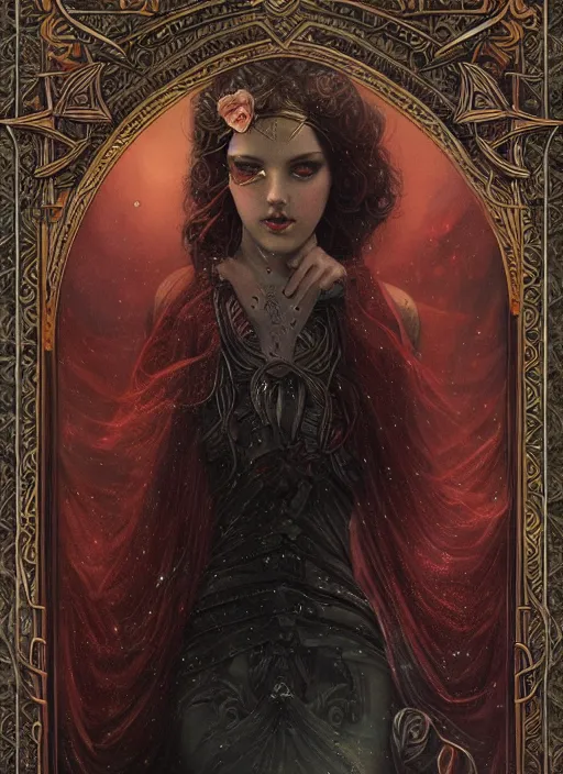 Prompt: beautiful detailed painting of a tarot card, by tom bagshaw