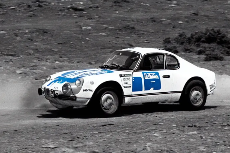 Image similar to 1 9 6 9 alpine a 1 1 0, dakar rally footage, speed, the thing