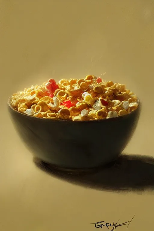 Prompt: greg rutkowski. godlike bowl of cereal