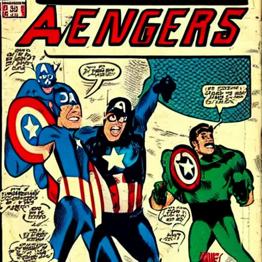 Prompt: avengers lost in backrooms, vintage comic