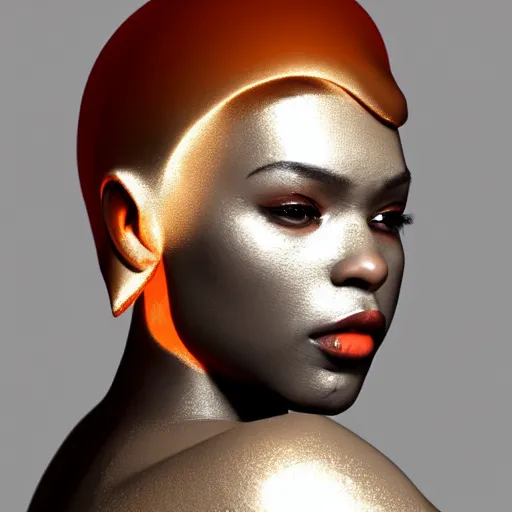 Prompt: side profile portrait of an african american woman with an orange glow on her face medieval metallic knight armor, artstation, cgsociety, masterpiece, dark fantasy