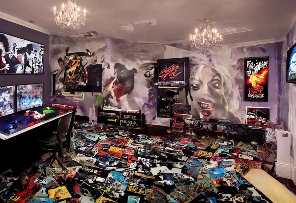 Image similar to a michael jackson gamer room