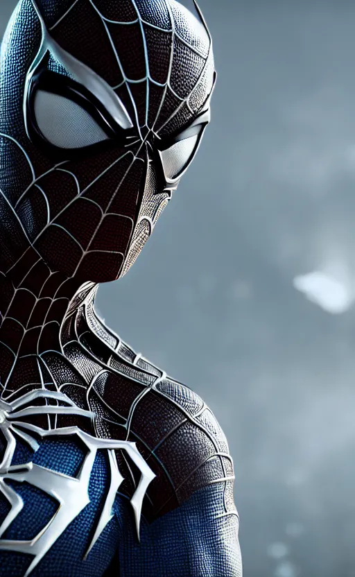 Image similar to spider man as batman dreamlike with jewelry, character art, hyperdetailed, 8 k realistic, frostbite 3 engine, cryengine, dof, trending on artstation, digital art