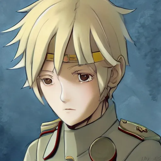 Image similar to beautiful little blonde boy in thigh nazi male uniform. made in abyss art style, inspired by kris from deltarrune, cute detailed artwork, anatomically correct, soft details, ilya kuvshinov, reflection, perfect composition, portrait, illumination, digital art, detailed anime soft face, symmetrical face, western comic, illustration, realistic, nazism