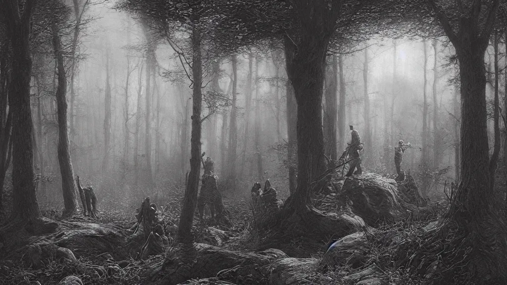 Prompt: the vanishing of ethan carter by gustave dore, james ryman, wayne barlowe. deep rich color