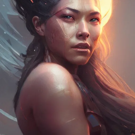 Image similar to a beautiful portrait of a iron goddess by greg rutkowski and raymond swanland, trending on artstation, ultra realistic digital art