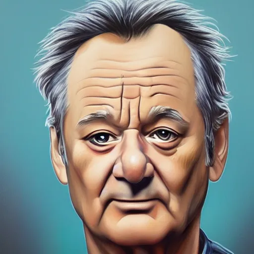 Image similar to close up portrait of bill murray painted by magali villeneuve