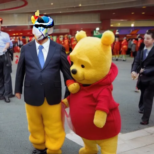 Prompt: xi jinping as Winnie the Pooh cosplay