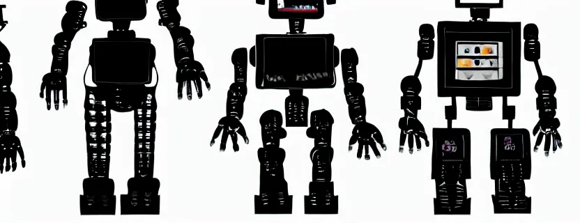 Prompt: an evolution diagram from left to right of robots, 8 k, hyper realistic. the left side robots are shorter, uncropped