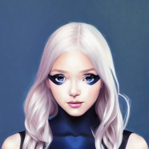 Prompt: a beautiful portrait of a beautiful cute kawaii superhero woman, blonde hair, matte navy - blue bodysuit, white cape, intricate, elegant, 8 k, highly detailed, digital painting, concept art, smooth, sharp focus, illustration, disney, anime, by artgerm and loish and wlop and alphonse mucha