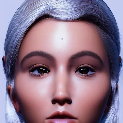 Image similar to “These 3D portraits are unbelievably incerdibly realistic. unreal engine 5. nvidia hairworks. portrait of Gorgeous girl with white hair futuristic. In bodysuit. Magic sparkles. very high detailed. By Charli Amani. ultra by Vishwesh Taskar By Bobbang. perfect facial detail, beautiful, elegant