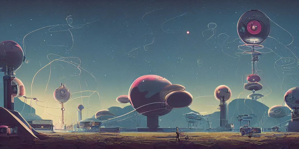 Prompt: swirling electron galaxy by simon stalenhag